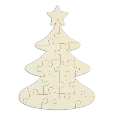 Blanko-Holzpuzzle, Tannenbaum, personalisierbar – 18 Teile zum selbst gestalten - Bild 1 von 4