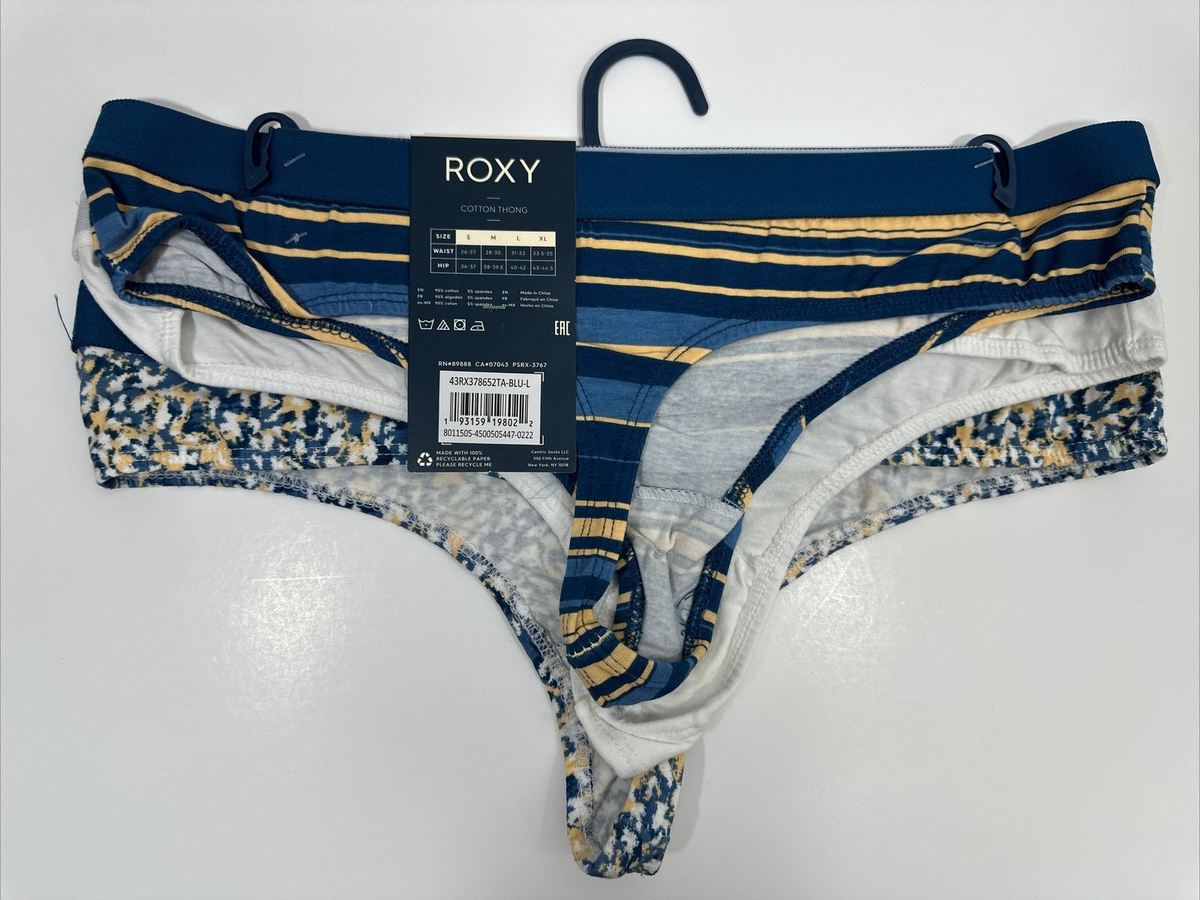 ⭐︎ Roxy Women's Cotton Thong Underwear Panties 3 Pack Size Large New