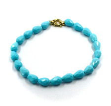 18k yellow gold beaded bracelet 7.9" 20cm with reconstructed turquoise 8mm drops