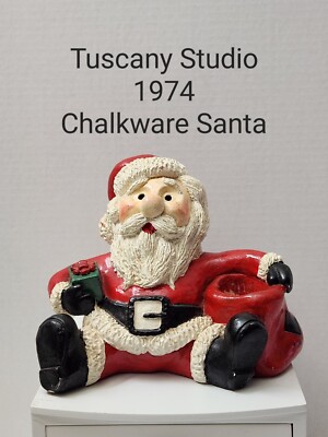 Vintage 1974 Tuscany Studio CHALKWARE SANTA Candleholder,  Chicago