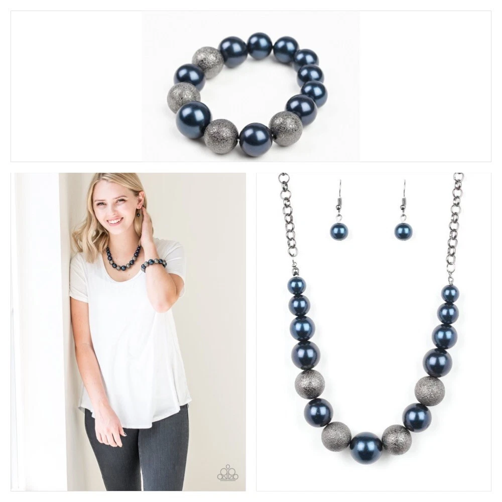 Paparazzi blue pearl best sale necklace