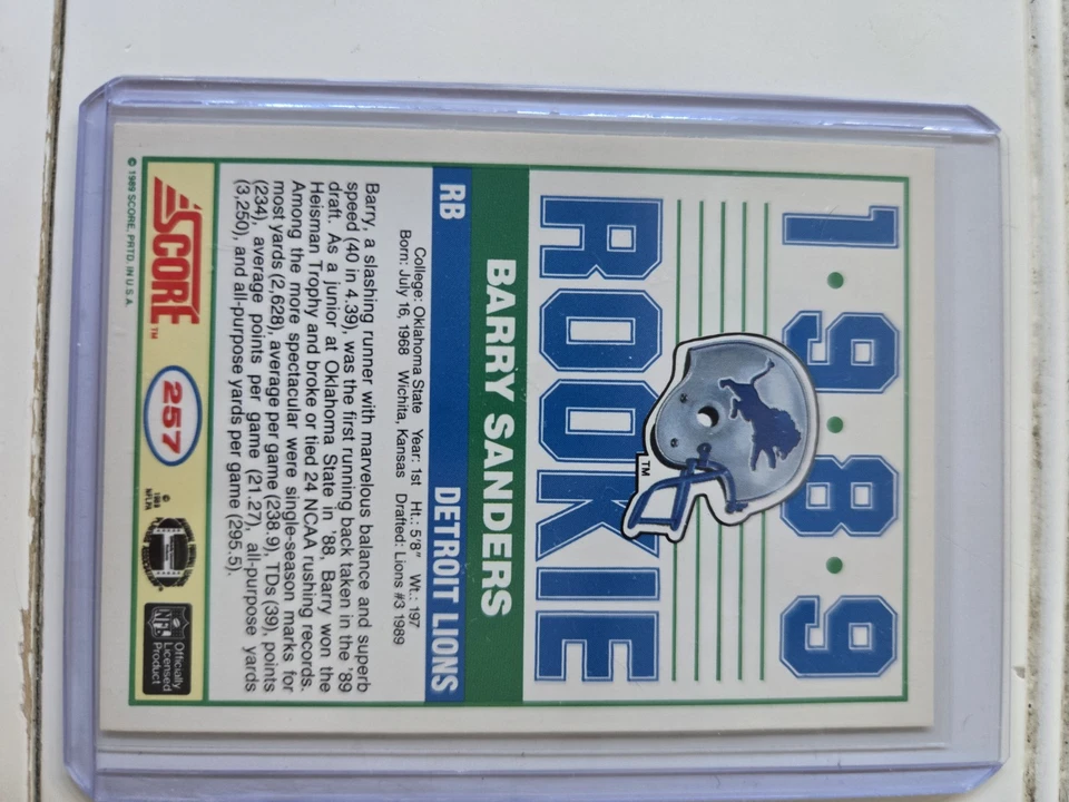 1989 Score Football Barry Sanders RC, Deion Sanders RC, Troy Aikman RC, DTHOMAS - Image 4 of 4