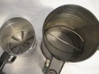 Vtg lot 2 Flour Metal Sifter 3 Cup with Green Wooden Handle by Bromwell Co USA — photo 6