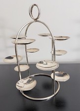 Ercuis Latitude Macaron Desert Stand, Silver Plated 12, H 10”, Dia Of Dish 5.5cm