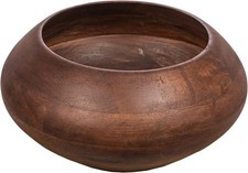 Modern Round Wood Bowl   Walnut Finish for Salad Serving or Decorative Use