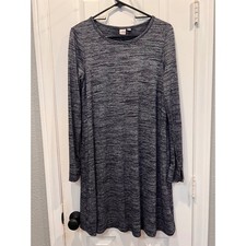 Gap Womens Navy Blue And Gray Marl Long Sleeve Knit Swing Dress Small