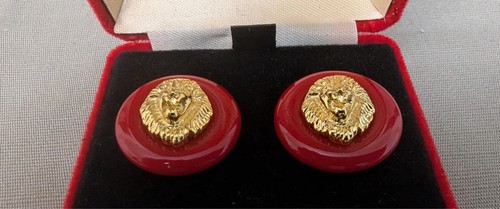 Vintage Designer Kenneth J. Set orecchini clip intercambiabili Lane Royal Lion nuovi con scatola ☆ - Foto 2 di 9