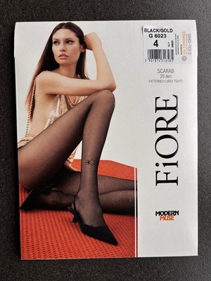 FIORE FEINSTRUMPFHOSE 20 DEN SCHWARZ GRÖSSE: L 44-46 MIT DEZENTEN MUSTER AM BEIN