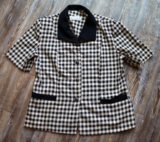 Vintage Pablo Collection Womens M Check Short Sleeve Blazer Office Made in USA