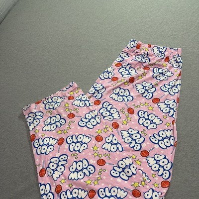 Blow Pop Pajama Pants Women's 3XL All Over Print Logo Sleepwear Lounge Pink