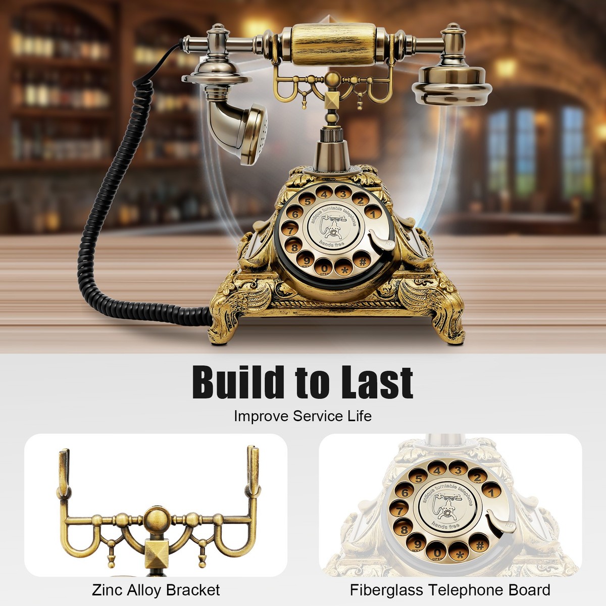 Antique Rotary Dial Telephone European Style Vintage Working