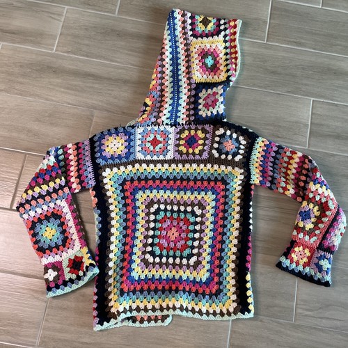 Suéter Cárdigan Hecho a Mano Abuela Cuadrado Grueso Tejido con Capucha - ¡Precioso! - Imagen 15 de 15