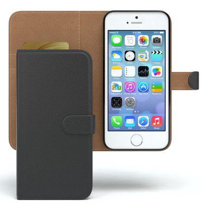 Tasche für Apple iPhone SE / 5 / 5S Case Handy Wallet Schutz Hülle Cover Schwarz