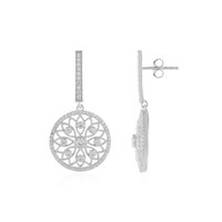 Cavill Zirkon Silberohrringe 2,21Ct Rundschliff Floral Design 925 Sterling