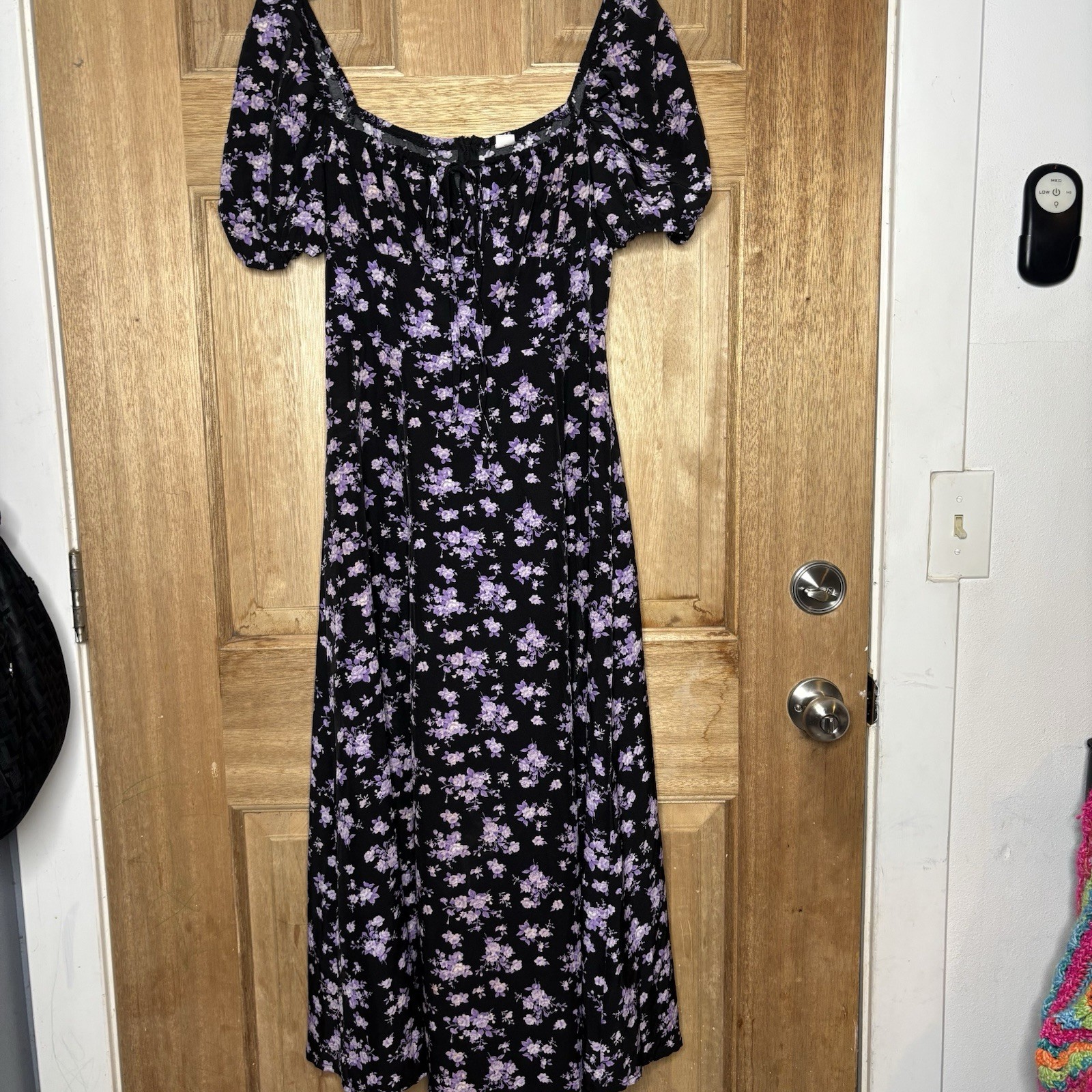 Women’s Black Midi Dress with Lavender Floral Print size M