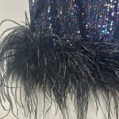 eliza j feather trim sequin dress NWT Eliza J Sequin mini Dress with Feather Trim, 12