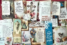 #774 - LG FAITH & FLORAL Junk Journal Scrapbooking Kit - 50 Pieces