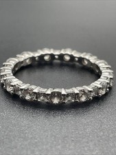 F 925 CZ Silber Ring,Kreisrunder klarer Steinbesatz(Zirkonia),RG 58, 2.8g