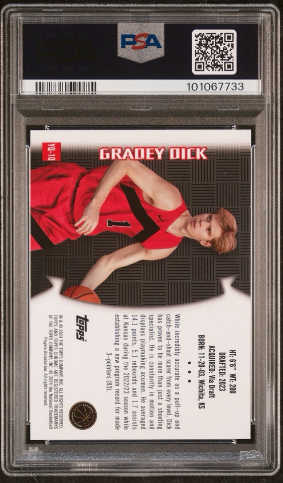 PSA 10 Gradey Dick RC Youthquake  #YQ10 2023 Topps Chrome PSA 10 - Image 2 of 3