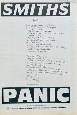 THE SMITHS 1986 vintage PRINT ADVERT PANIC Morrissey Johnny Marr