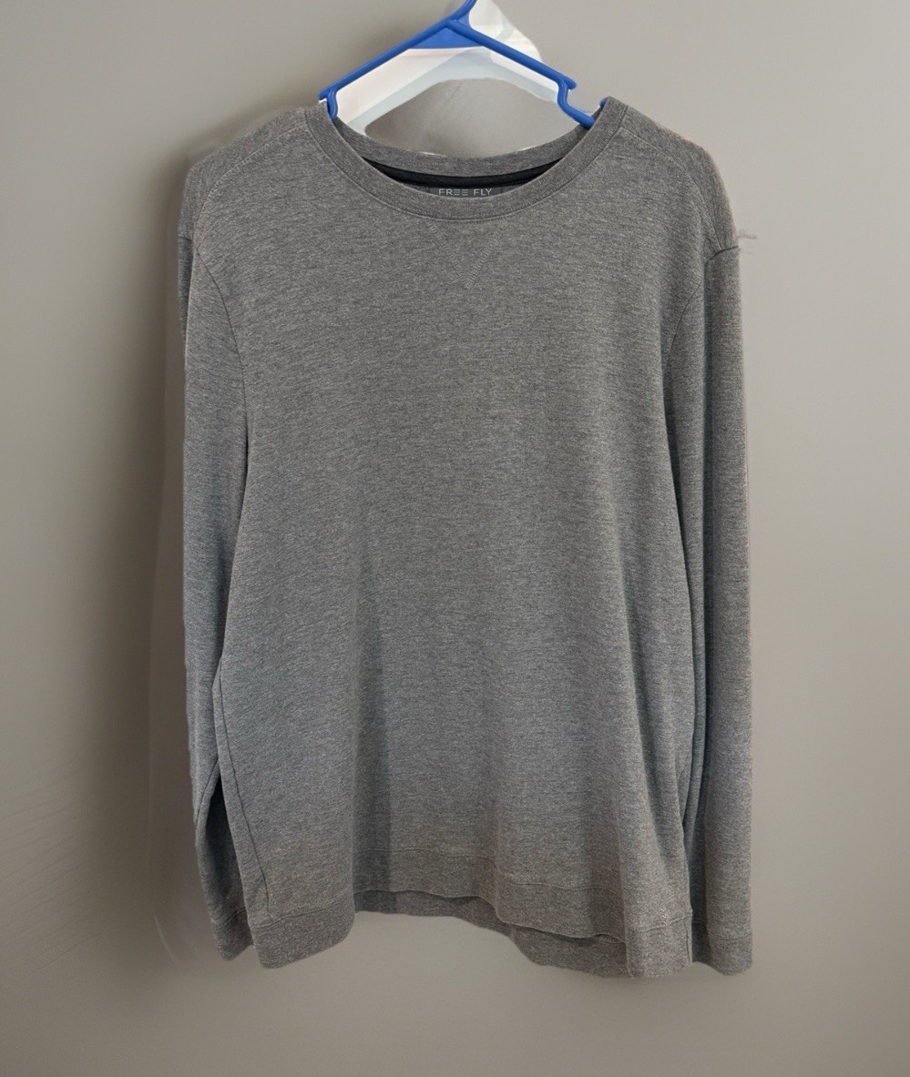 Free Fly Bamboo Crewneck Sweatshirt Gray Womens Large Pullover Fleece EUC