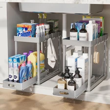 2 Pack Pull-Out Storage Organizers, under Sink Organizer and Storage for Bathroo
