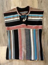 Vintage retro wool tank top striped size small