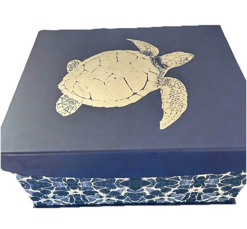 Place & Time Decorative Large Storage Box Paper Covered With Sea Turtle Blue - Picture 4 of 17
