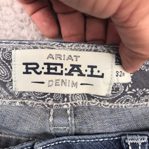 Ariat REAL Jeans Womens 32 (36x31)Blue Mid Rise Straight Stretch Western Cowgirl - Picture 4 of 14