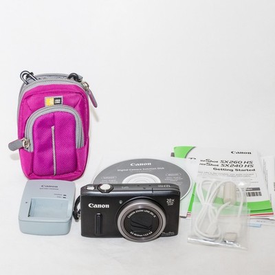 Canon PowerShot SX260 HS Digital Camera With Charger & Case, Tested, Nice!