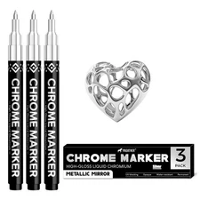 3Pcs Chrome Paint Markers Silver Permanent Mirror Liquid Chrome Pens for Plas...