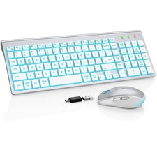 SABLUTE Wireless Keyboard and Mouse Combo Backlit - Compact Quiet Keyboard wi...