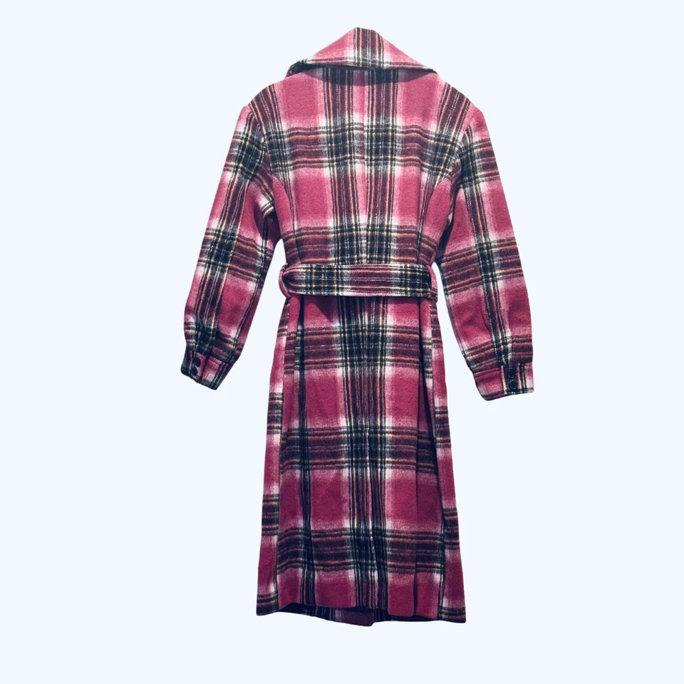 Trench coat feminino Aqua xadrez rosa com cinto tamanho pequeno novo sem etiquetas - Imagem 3 de 4