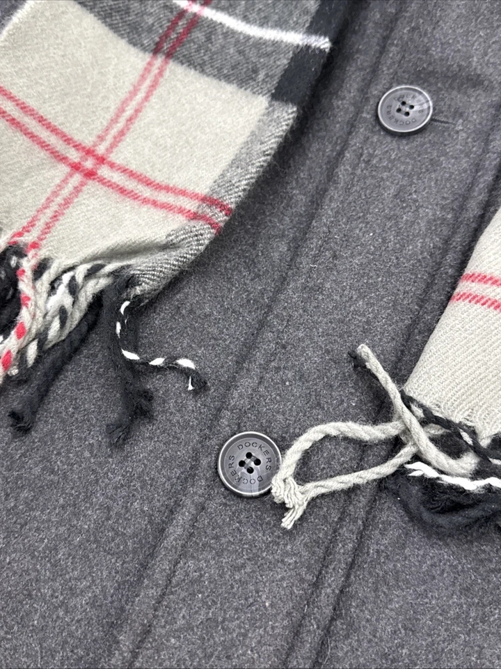 Casaco DOCKERS Weston mistura de lã com cachecol adulto grande preto topcoat ervilha $180 - Imagem 3 de 4