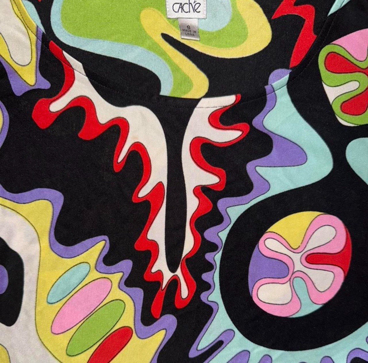 Cache mod print multicolor silk jersey dress with… - image 2