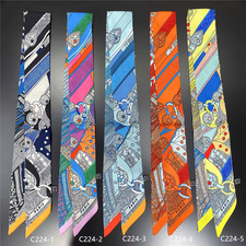 Saddle Print Silk Skinny Scarf for Women Hair Bag Neck Bandana