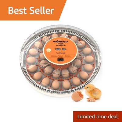 WONEGG 30 Egg Incubator Auto Turn Temp Humidity Orange