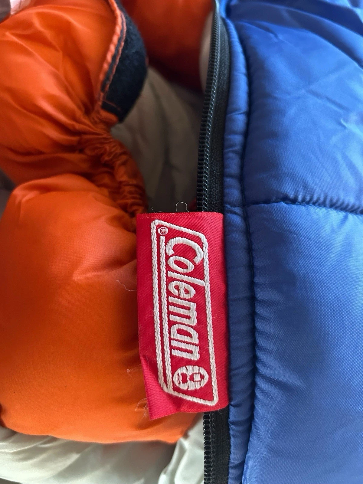 Retro Coleman Mummy Bag With Original Sack Attached/ Blue-Orange Clean 3 Season