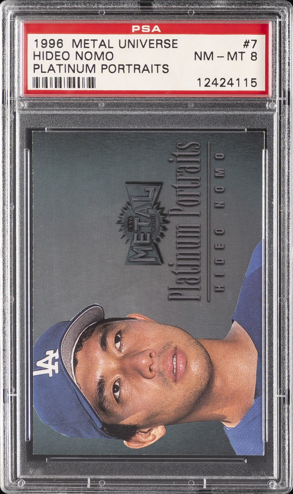 1996 METAL UNIVERSE PLATINUM PORTRAITS #7 HIDEO NOMO PSA 8