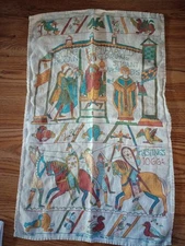 Vtg Ulster Weavers, 1066 AD,  Irish Linen Tea Towel, Historical Pattern Hastings