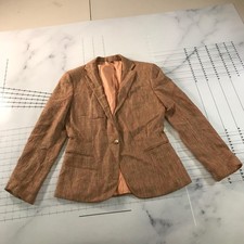 Vintage Polo Ralph Lauren Blazer Womens 8 Beige Tweed 100 Silk One Button Lined