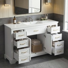 47.8" Bathroom Vanity with Sink,Bathroom Cabinet w/6 Pull-Out Drawers 2 Doors