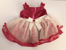 Build A Bear Pink Sequin Dress Satin White Tulle 2014 BABW Clothing Gown L2