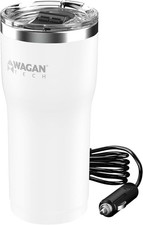 Wagan 12V Heated Travel Mug 16oz Car Coffee Warmer USB-C White