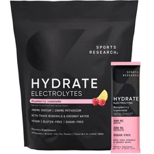 Electrolyte Powder Packets Raspberry Lemonade Flavor Hydration & Recovery Boost