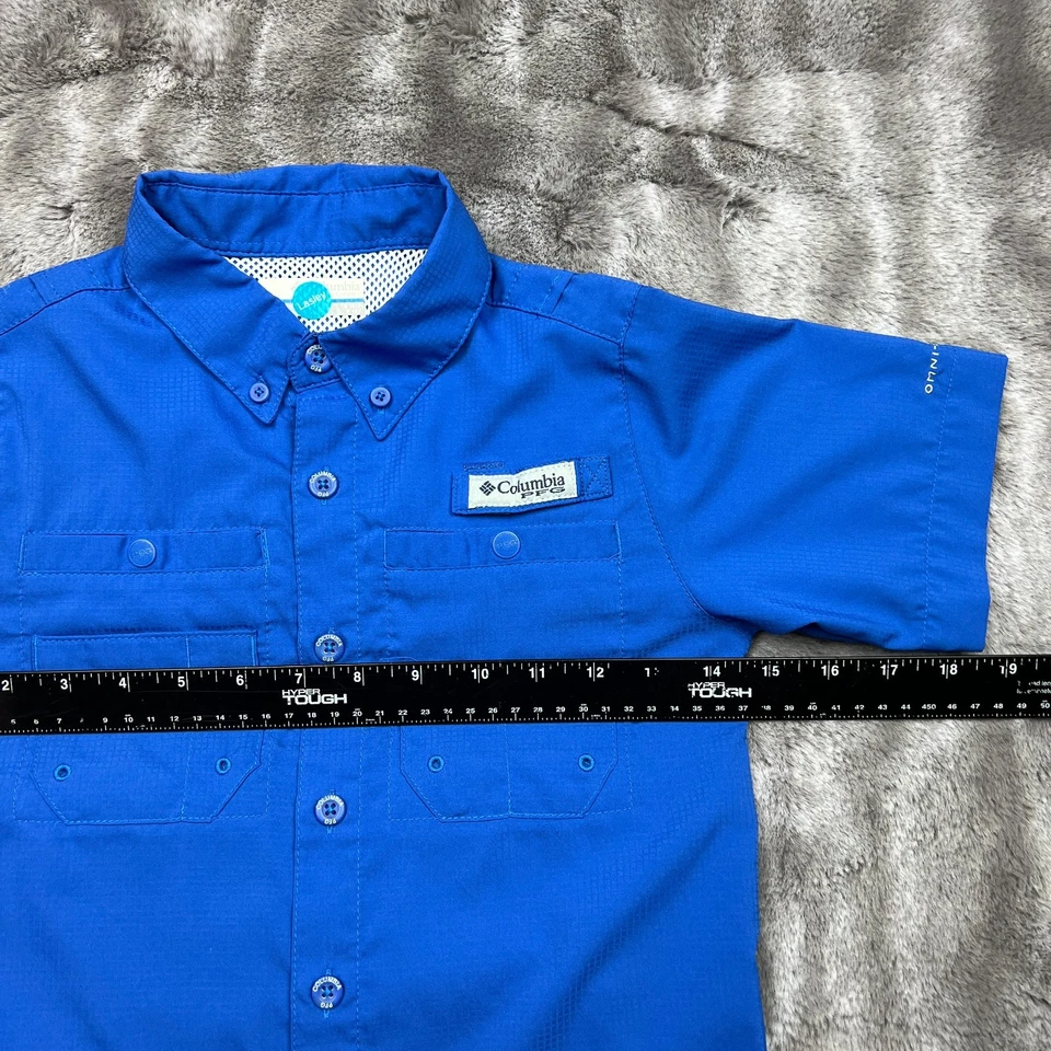 Columbia PFG Shirt Boys Small Blue Button Up Fishing Outdoors Vented Omni-Shade - Image 4 of 4
