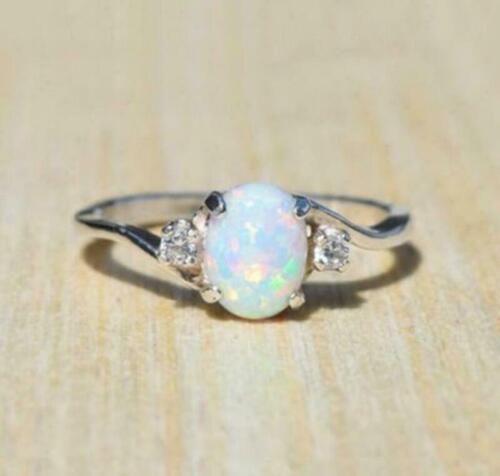 Vintage 2.3Ct Fire Opal Women 925 Silver Ring Wedding Engagement Party Size 5-11 - Picture 6 of 11
