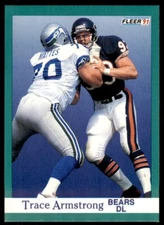 1991 FLEER TRACE ARMSTRONG CHICAGO BEARS #213