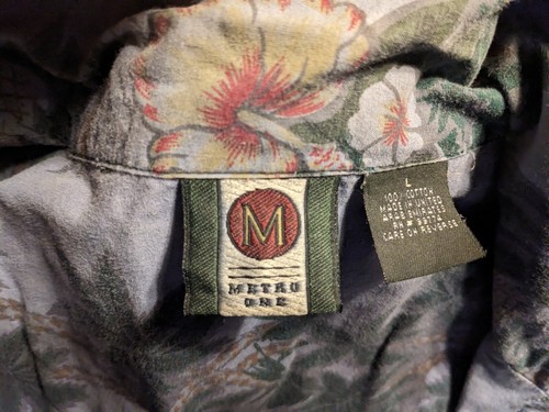 Vintage Hawaiian Luau Aloha Shirt Men's size Large by Metro One Palm Tree Flower - Picture 2 of 6