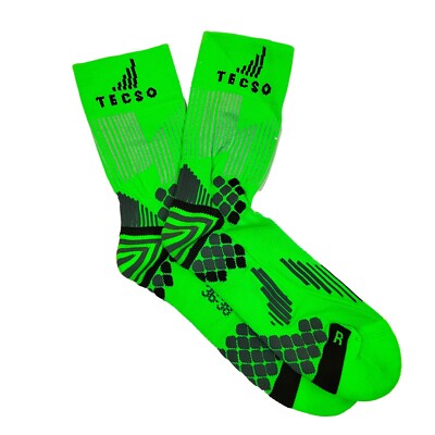 Calze Calzini Ciclismo A Compressione Graduata Tecso Verde Fluo